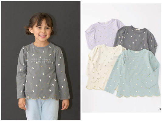 日本童裝 Ly# mine x miffy 滿版印花扇貝邊上衣 100-140cm 女童款 秋季 TOPS