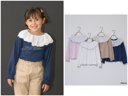 日本童裝 Ly# mine x miffy [柔軟棉] 棉質蕾絲領上衣 100-140cm 女童款 秋季 TOPS