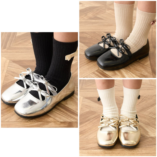 日本直送 Lycee mine 雙絲帶芭蕾舞平底鞋 16.5-19.5cm 鞋系列 其他品牌