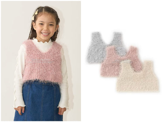 日本童裝 Ly# mine 金銀絲羽毛針織背心 110-140cm 女童款 秋季 TOPS