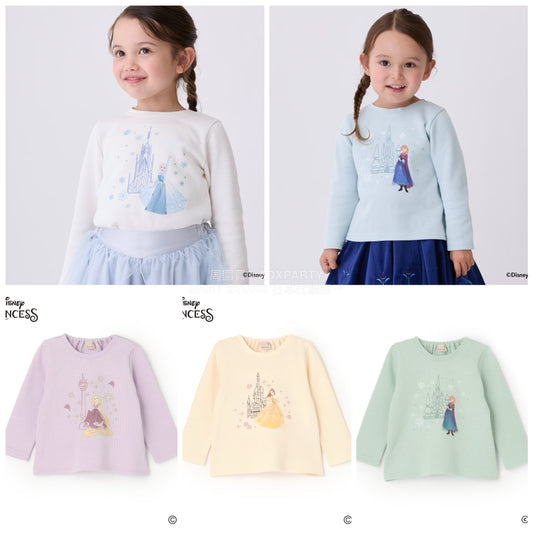 日本童裝 pe#main x Disney 公主刺繡圖案上衣 80-130cm 女童款 秋季 TOPS