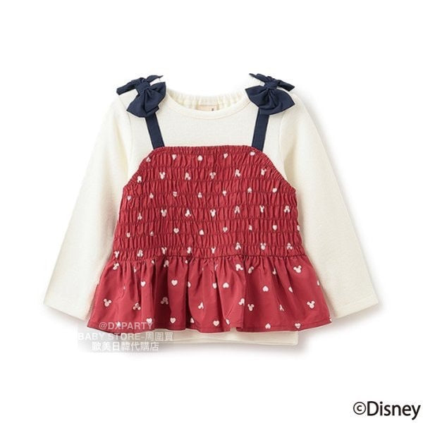 日本童裝 pe#main x Disney 假兩件上衣 80-130cm 女童款 秋季 TOPS