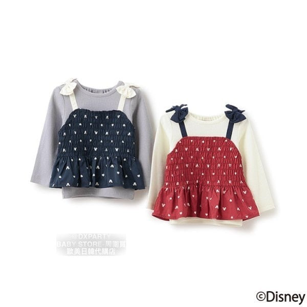 日本童裝 pe#main x Disney 假兩件上衣 80-130cm 女童款 秋季 TOPS