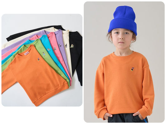 Japanese children's clothing mini #ML sports embroidery pattern sweatshirt 90-140cm boys/girls spring and summer TOPS 