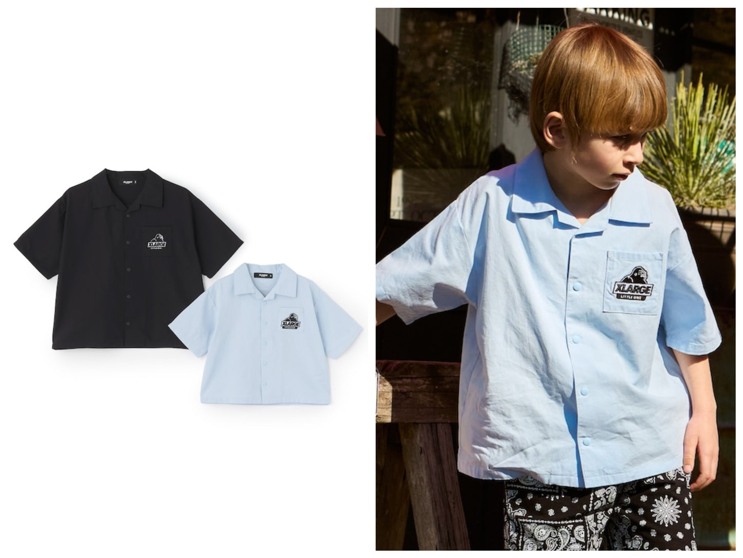 日本童裝 XLARGE KIDS 頭巾巴拿馬編織短袖襯衫 90-140cm 男童款 夏季 TOPS