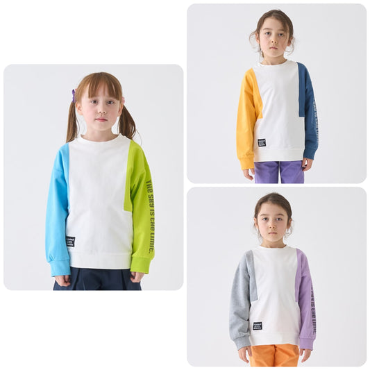 Japanese children's clothing mini#ML cotton two-tone sleeve sweatshirt 90-140cm boys/girls spring and summer TOPS 