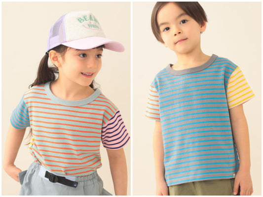 日本童裝 BE#AMS mini 條紋短袖上衣 90-140cm 女童款 夏季 TOPS