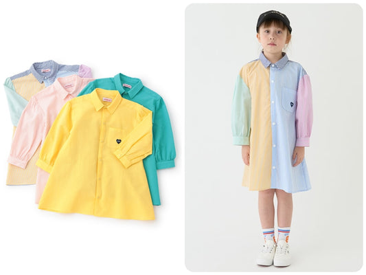Japanese children's clothing mini#ML shirt dress 100-140cm girls spring and summer dresses 