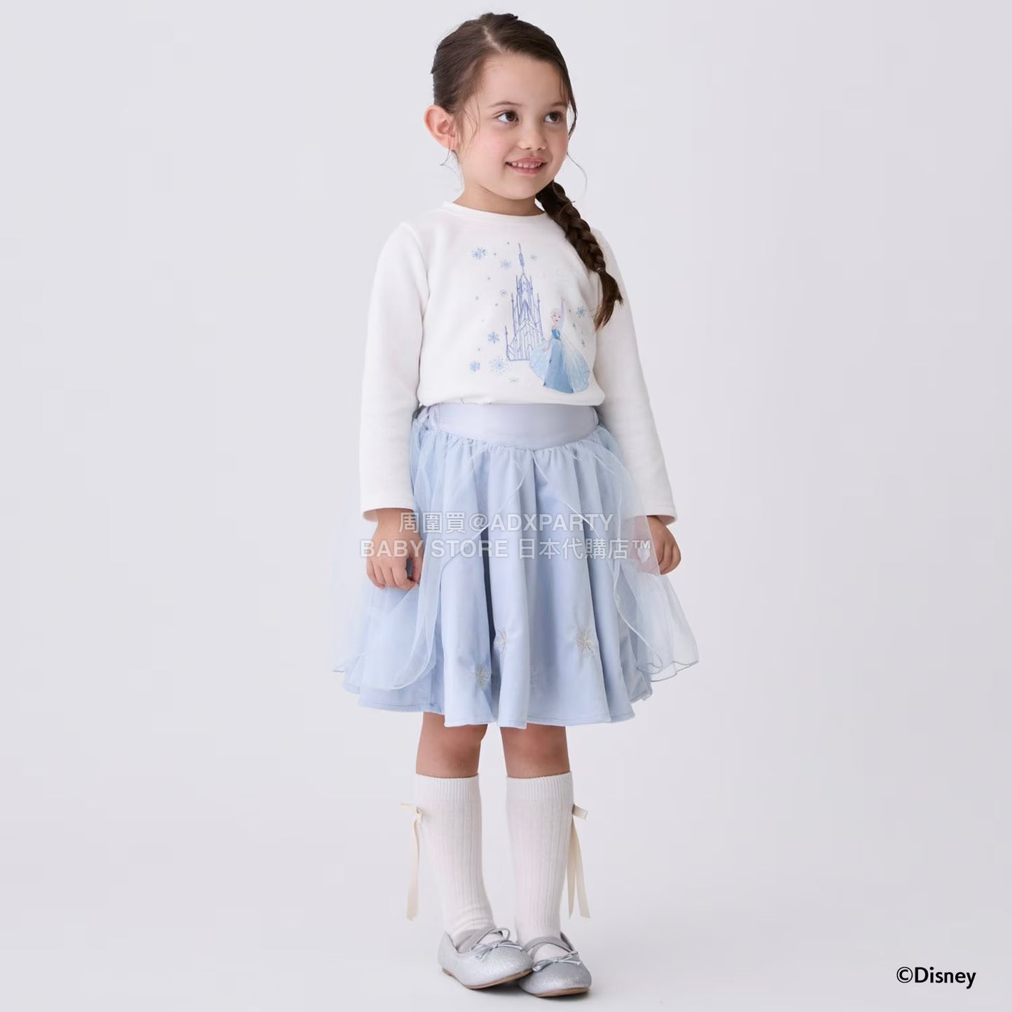 日本童裝 pe#main x Disney 公主刺繡圖案上衣 80-130cm 女童款 秋季 TOPS