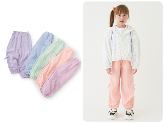 Japanese children's clothing mini#ML waterproof series drawstring sports pants 100-140cm girls spring and summer PANTS 