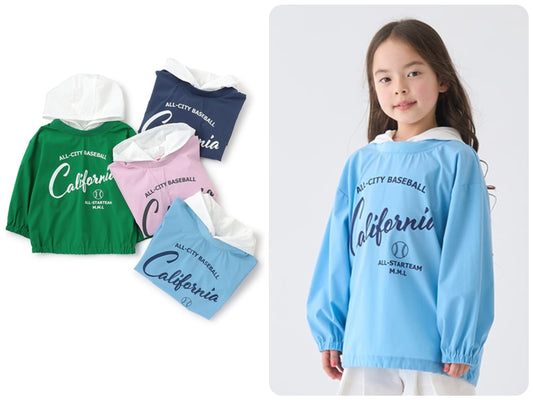 Japanese children's clothing mini#ML waterproof series hooded top 100-140cm girls spring and summer TOPS 
