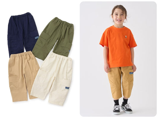 Japanese children's clothing mini#ML side pocket twill cropped pants 90-140cm boys' spring and summer PANTS 