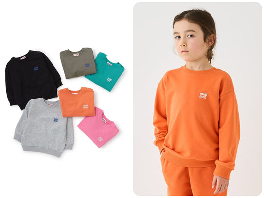 Japanese children's clothing mini #ML anti-fouling embroidered letter sweatshirt 90-140cm boys/girls spring and summer TOPS 