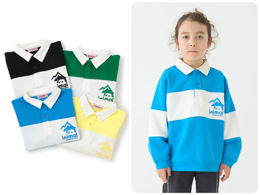 Japanese children's clothing mini #ML waterproof series quick-drying series embroidered rugby polo top 100-140cm boys/girls spring and summer TOPS 