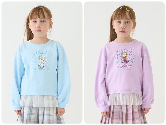 Japanese children's clothing mini #ML x Disney mesh splicing sweatshirt 100-140cm girls spring and summer TOPS 