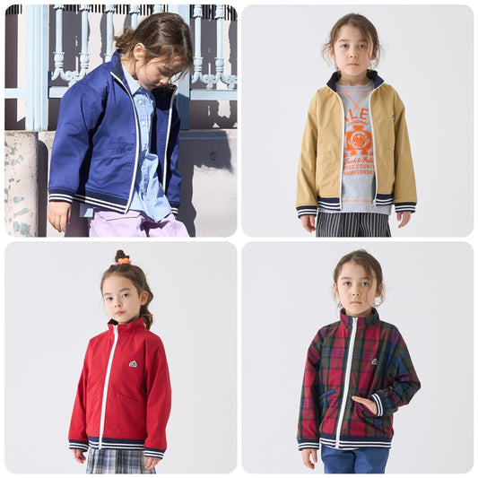 Japanese children's clothing mini#ML stand collar ribbed zipper jacket 100-140cm boys/girls spring and summer OUTERWEAR 