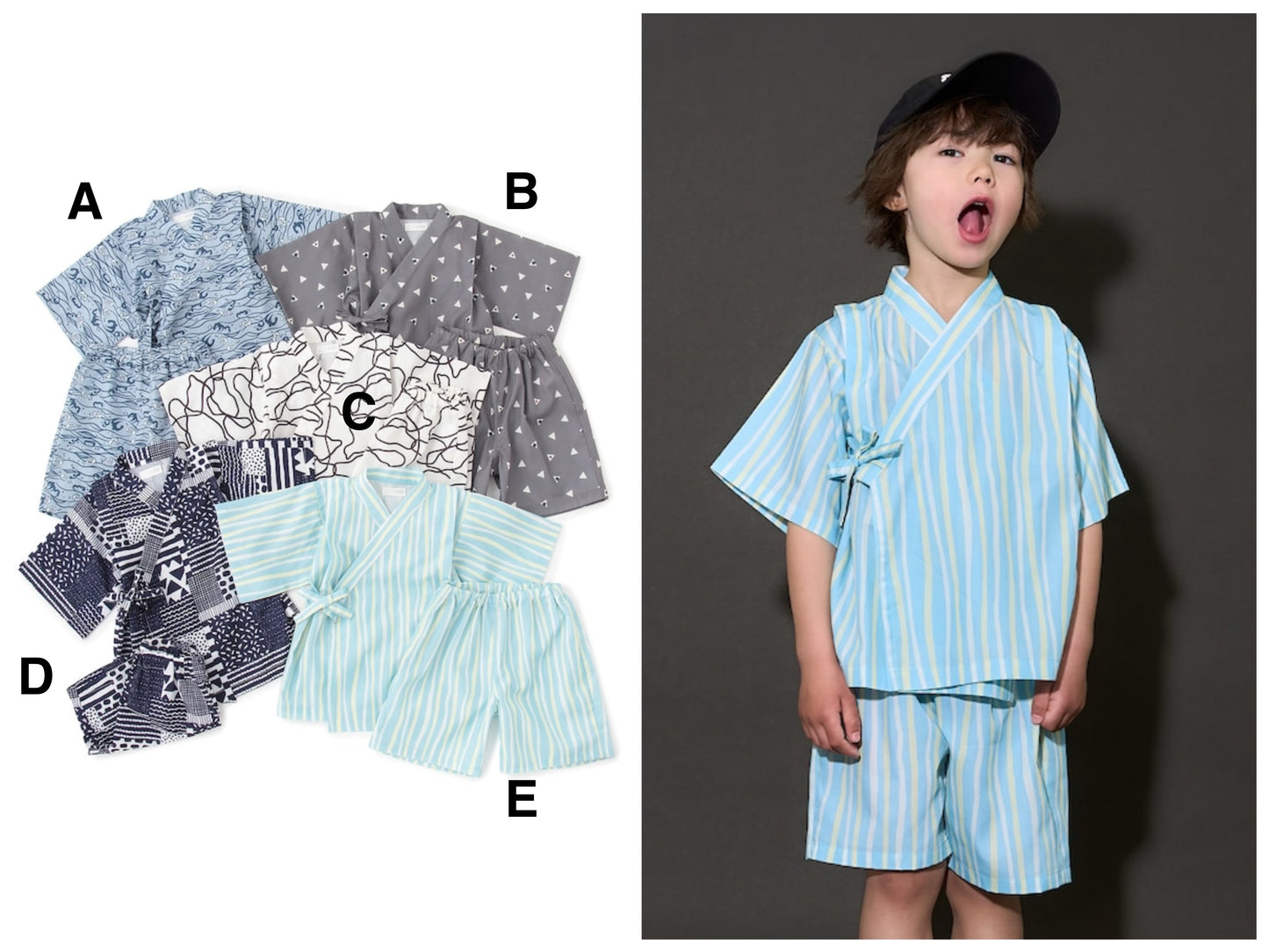 日本童裝 b・R# 接觸冷感 日本甚平 日本和服 100-130cm 男童款 夏季 TOPS PANTS 日本夏祭慶典特輯