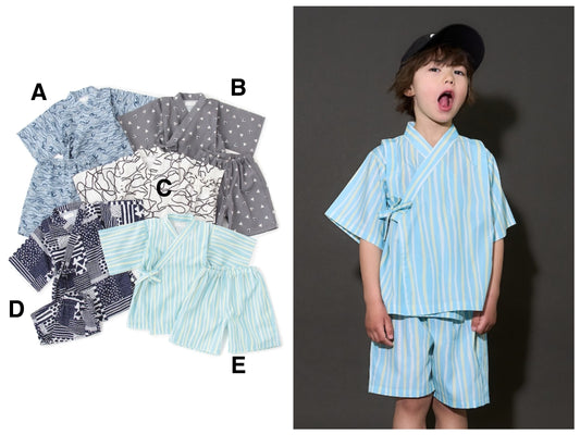 日本童裝 b・R# 接觸冷感 日本甚平 日本和服 100-130cm 男童款 夏季 TOPS PANTS 日本夏祭慶典特輯