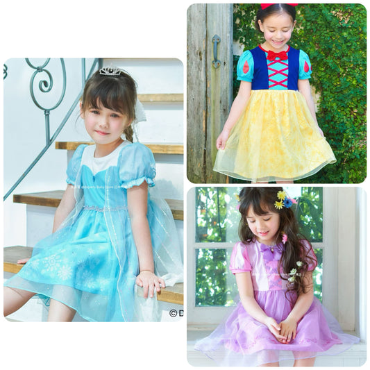 Japanese children's clothing aF#a325 x Disney Princess dress 90-140cm girls summer dresses Halloween special 