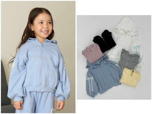 日本童裝 Ly# mine 絲帶線拉鍊連帽外套 100-150cm 女童款 秋季 OUTERWEAR