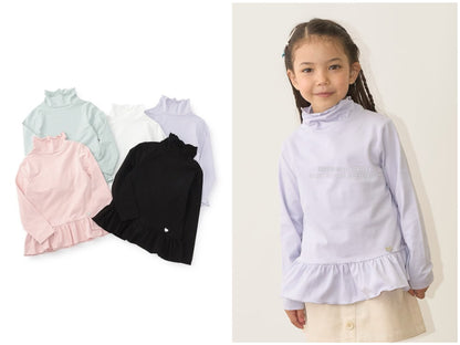日本童裝 Ly# mine 荷葉邊皺褶高領上衣 100-150cm 女童款 秋季 TOPS