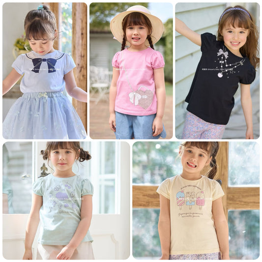 Japanese children's clothing aF#a325 printed short-sleeved top 90-160cm girls summer TOPS 
