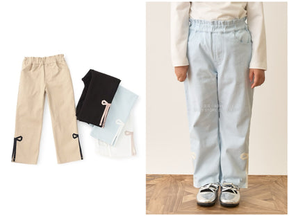 日本童裝 Ly# mine 裝飾絲帶側開衩長褲 100-150cm 女童款 秋季 PANTS