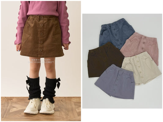 日本童裝 Ly# mine 心型口袋燈芯絨裙褲 100-150cm 女童款 秋季 PANTS