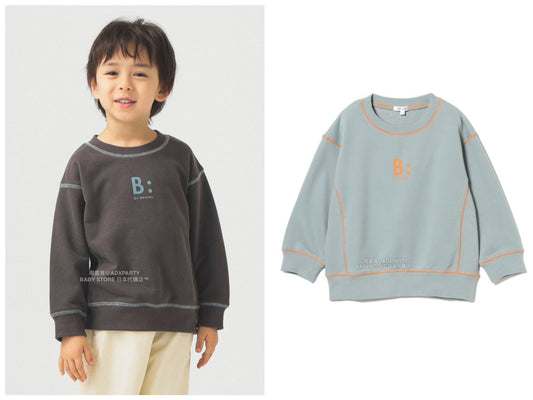 日本童裝 B:MING by BEAMS 配色縫線logo衛衣 100-140cm 男童款/女童款 秋冬季 TOPS