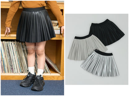 日本童裝 Ly# mine 【軟合成皮革】百褶裙 110-150cm 女童款 秋季 SKIRTS