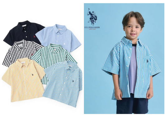 日本童裝 b・R# x U.S. POLO ASSN. 短袖襯衫 100-150cm 男童款 夏季 TOPS OUTERWEAR