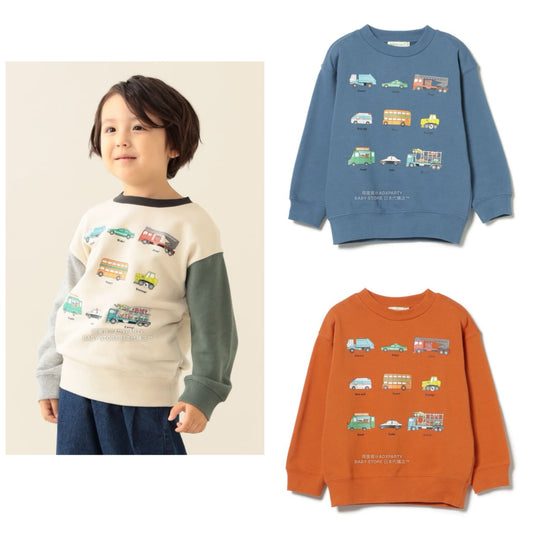 日本童裝 BEAMS mini 車車印花衛衣 90-130cm 男童款/女童款 秋冬季 TOPS