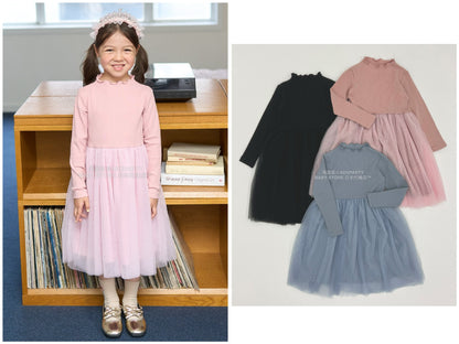 日本童裝 Ly# mine 薄紗拼接連身裙 100-150cm 女童款 秋季 DRESSES