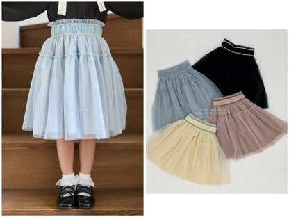 日本童裝 Ly# mine 皺褶薄紗裙 100-150cm 女童款 秋季 SKIRTS