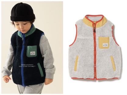 日本童裝 BEAMS mini 2Way 雙面兩著 山系抓毛背心外套 90-140cm 男童款/女童款 秋冬季 (適合初秋、香港平均溫度、寒冷天氣）OUTERWEAR 