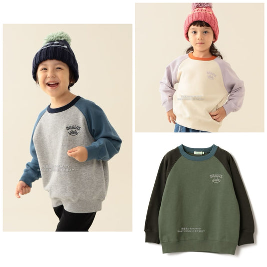 日本童裝 BEAMS mini 插肩微笑logo衛衣 90-140cm 男童款/女童款 秋冬季 TOPS