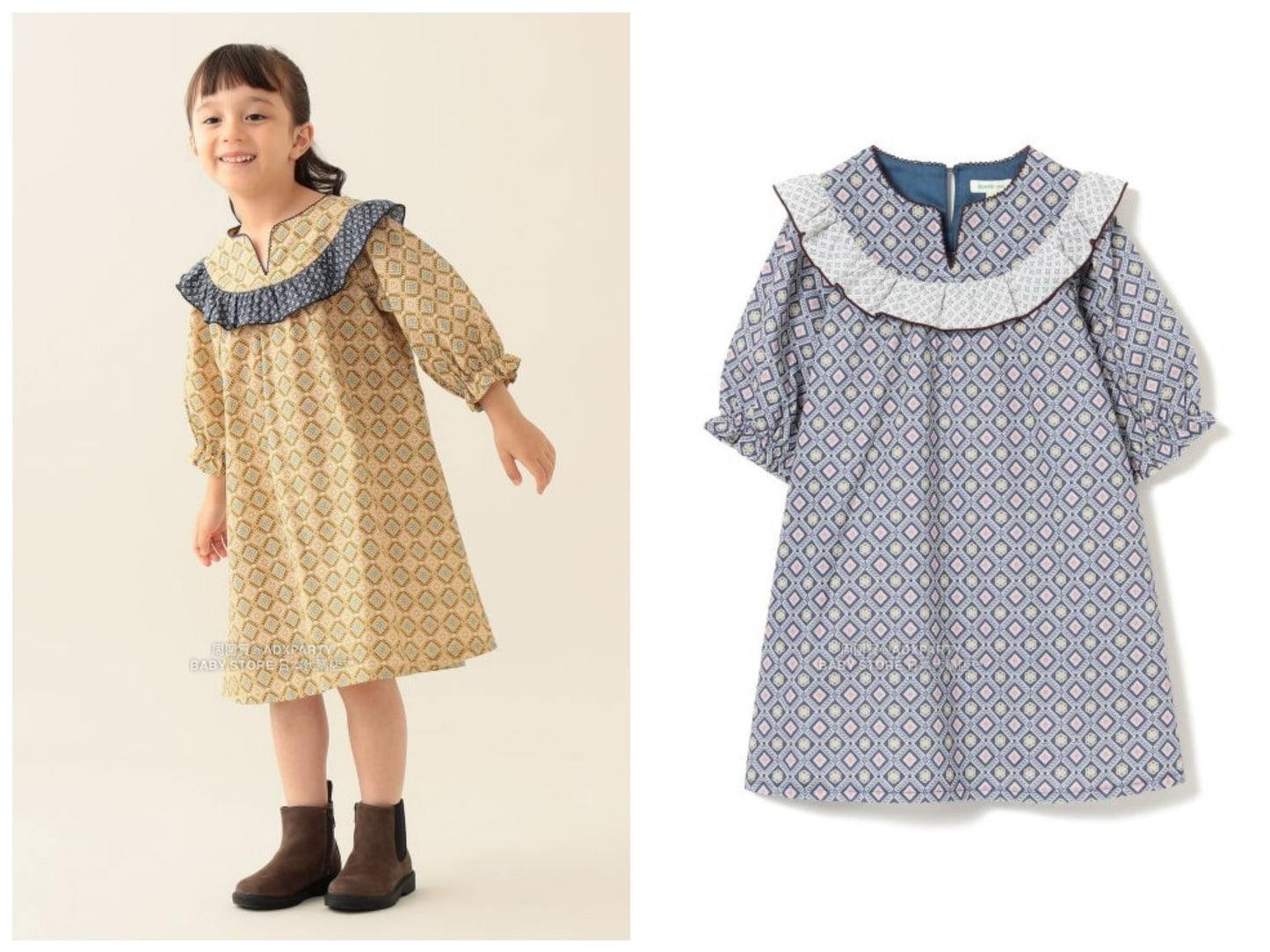 日本童裝 BEAMS mini 荷葉邊連身裙 90-140cm 女童款 秋冬季 DRESSES