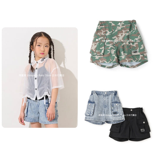 Japanese children's clothing X-girl Stages work pocket jeans 100-140cm girls summer PANTS 