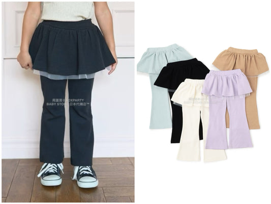 日本童裝 Ly# mine 拼紗喇叭裙連褲 100-140cm 女童款 冬季 SKIRTS PANTS