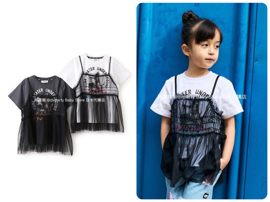Japanese children's clothing X-girl Stages tulle butt top 90-140cm girls summer TOPS 