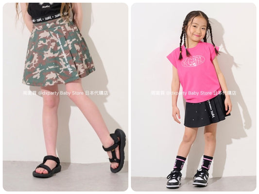 Japanese children's clothing X-girl Stages rivet side pleat skirt 90-140cm girls summer SKIRTS