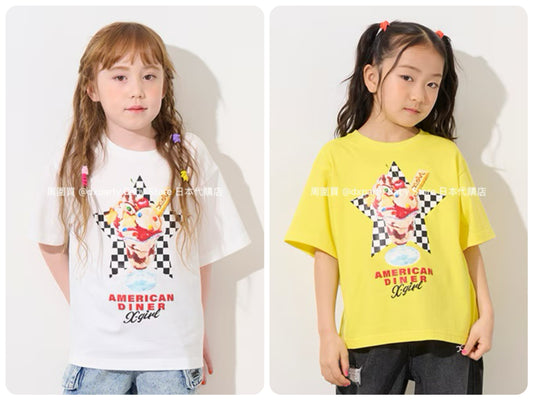Japanese children's clothing X-girl Stages ice cream print top 80-140cm girls summer TOPS 