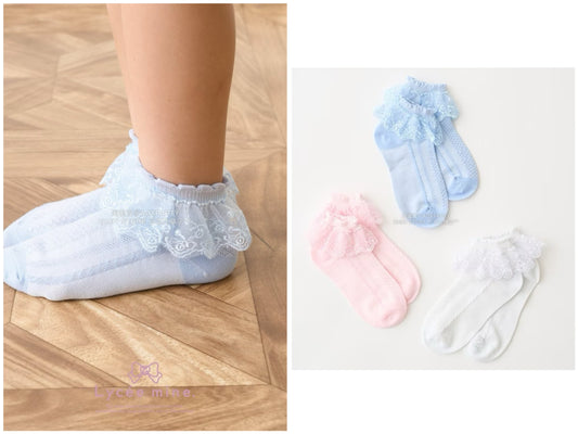 日本直送 Lycee mine 蕾絲短襪一對 15-19cm 襪系列