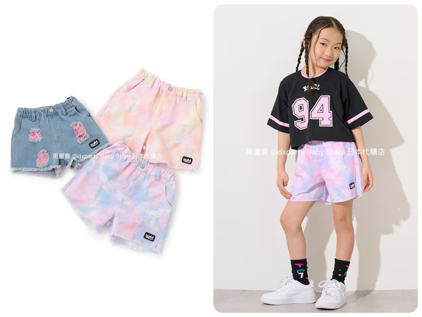 Japanese children's clothing X-girl Stages tassel shorts 90-140cm girls summer PANTS 