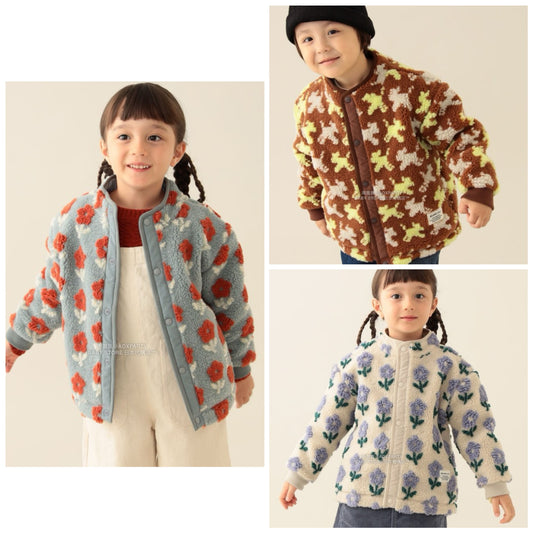日本童裝 BEAMS mini 提花絨毛外套 90-140cm 男童款/女童款 秋冬季 (適合香港平均溫度、寒冷天氣、溫度低天氣）OUTERWEAR  【日本預售：2025年11月下旬】