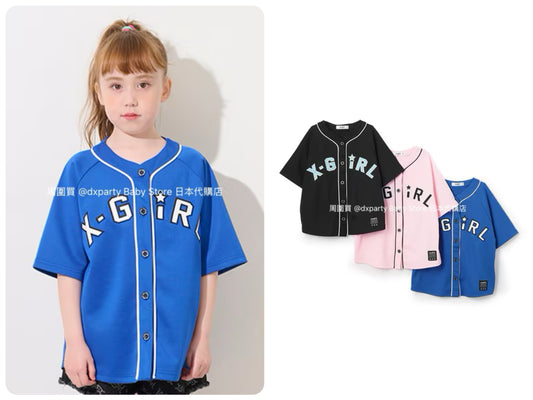Japanese children's clothing X-girl Stages baseball style shirt 100-140cm girls summer TOPS 