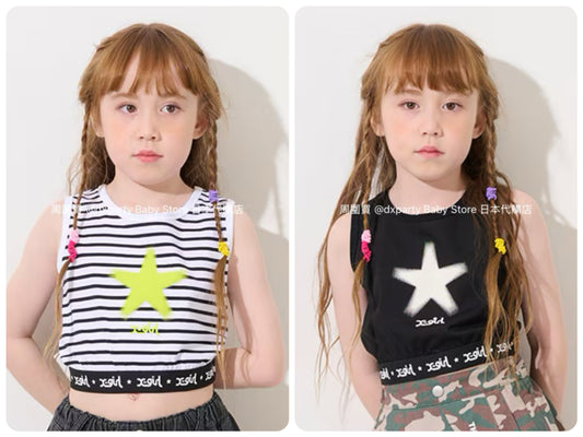 Japanese children's clothing X-girl Stages striped short vest 90-140cm girls summer TOPS 