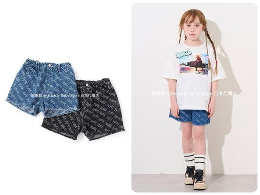 Japanese children's clothing X-girl Stages tassel denim shorts 90-140cm girls summer PANTS 