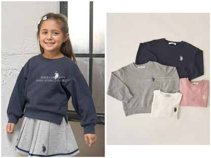 日本童裝 Ly# mine x US POLO ASSN. logo刺繡領衛衣 100-150cm 女童款 冬季 TOPS