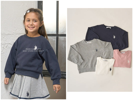 日本童裝 Ly# mine x US POLO ASSN. logo刺繡領衛衣 100-150cm 女童款 冬季 TOPS